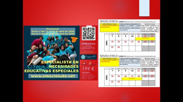 ESPECIALIDAD EN «JOVENES CON NECESIDADES EDUCATIVAS ESPECIALES». TURNOS 1 ò 2 (a elegir) EN NAVALUENGA